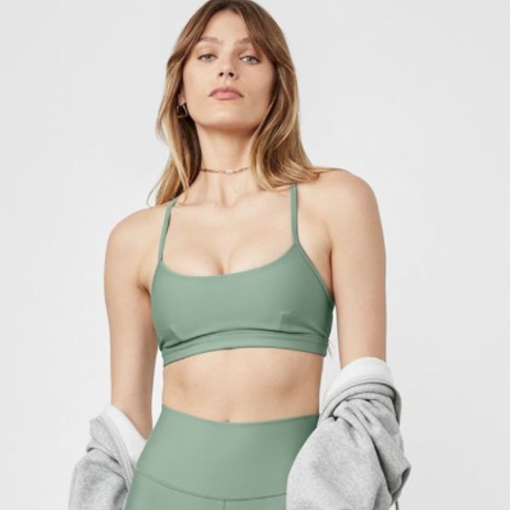 ALO Yoga Sage Green Strappy Sports Bra
